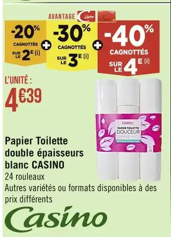 Casino Supermarchés Casino papier toilette double épaisseurs blanc offre