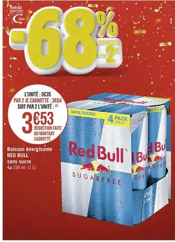 Casino Supermarchés Red bull boisson énergisante sans sucre offre