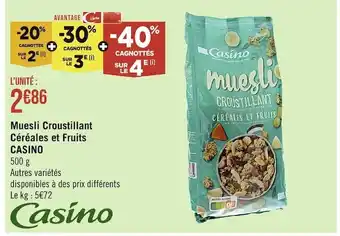 Casino muesli croustillant céréales et fruits