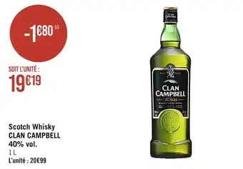 Casino Supermarchés Clan campbell scotch whisky 40 offre