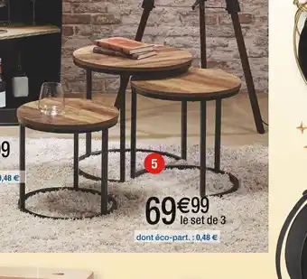 Cora x Carrefour Set de 3 tables basses gigogne elize offre