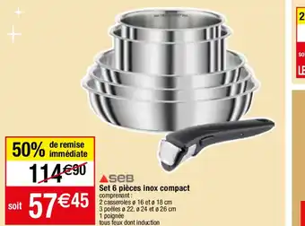 Migros Set 6 pièces inox compact offre