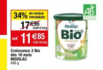 Migros Croissance 3 Bio dès 10 mois MODILAC 800 g offre