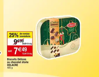 Cora x Carrefour Biscuits Délices au chocolat étoile DELACRE 485 g offre