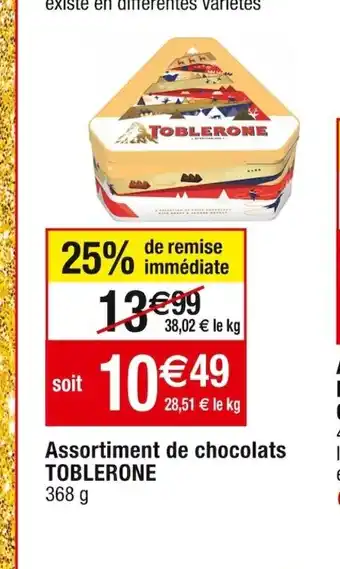 Cora x Carrefour Assortiment de chocolats TOBLERONE 368 g offre
