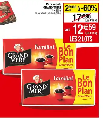 Cora x Carrefour Café moulu GRAND MÈRE 2ème à-60% offre
