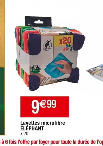Cora x Carrefour Lavettes microfibre ÉLÉPHANT x 20 offre