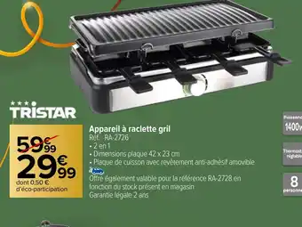 Carrefour Market Appareil à raclette gril offre