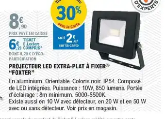 E.Leclerc Projecteur Led Extra-Plat à Fixer Foxter offre
