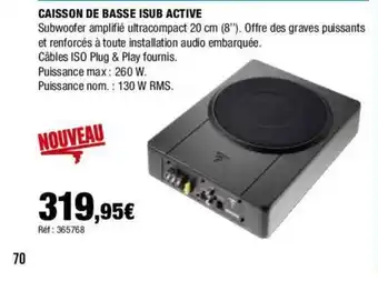 Autobacs CAISSON DE BASSE ISUB ACTIVE offre