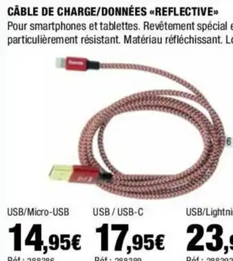 Autobacs CÂBLE DE CHARGE/DONNÉES «REFLECTIVE>> offre