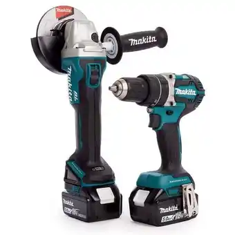 Pack 2 outils makita dlx2210tj1 (dga506 + dhp484) 18v li-ion (2x5ah)