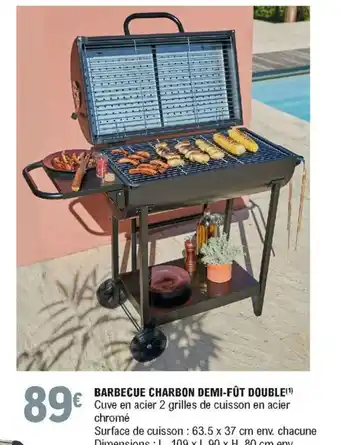 E.Leclerc Barbecue charbon Demi-fût Double offre