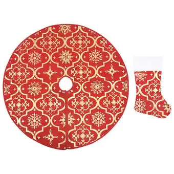 Bricomarché Vidaxl jupe de sapin de noël de luxe avec chaussette rouge 122cm tissu offre