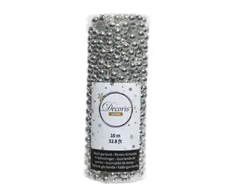 Decoris - guirlande de perles plastique argent l.10 m
