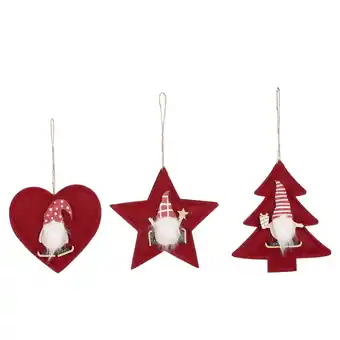 Jardiland Ornement pere noel rouge 3 ass -polyester-rouge- l16,5xb2,5xh16cm offre
