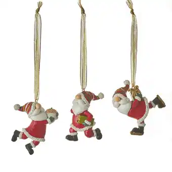 Jardiland Ornement pere noel rouge 3 assorti -polyresin-rouge- l7xb3,5xh8cm offre