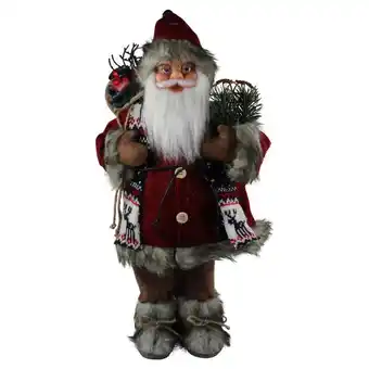 Jardiland Peha - père noël hotte rouge marron gris l.30 x l.17 x h.45 cm offre