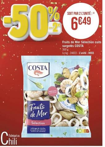 Casino Hyperfrais Costa fruits de mer sélection cuits surgelés offre