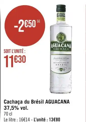 Aguacana cachaça du brésil 37,5% vol