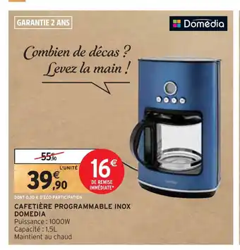Intermarché Domedia cafetière programmable inox offre