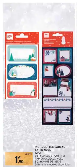 Intermarché Apli 9 etiquettes cadeau sapin noel offre