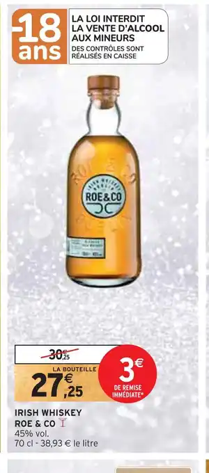 Intermarché Roe & co irish whiskey offre