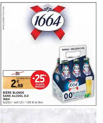 Intermarché 1664 bière blonde sans alcool 0.0 offre
