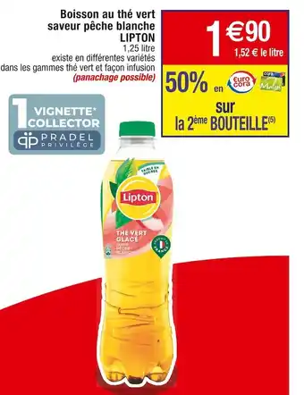 Cora x Carrefour Lipton boisson au thé vert saveur pêche blanche offre