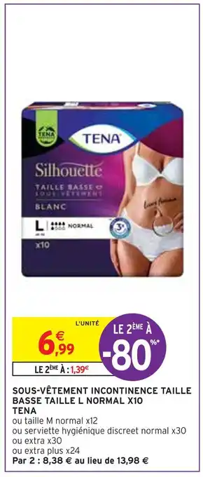 Tena sous-vêtement incontinence taille basse taille l normal x10