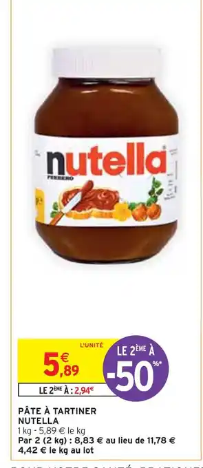 Intermarché Nutella pâte à tartiner offre
