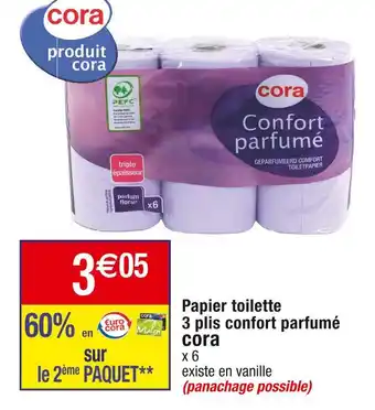 Cora x Carrefour Cora papier toilette 3 plis confort parfumé offre