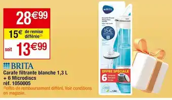 Cora x Carrefour Brita carafe filtrante blanche 1,3 l + 6 microdiscs offre