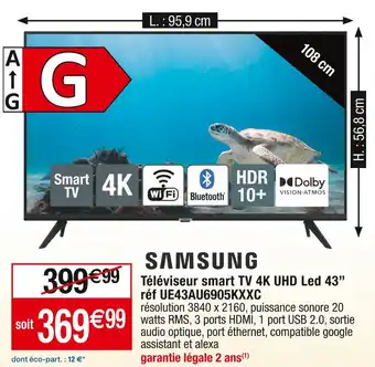 Cora x Carrefour Samsung téléviseur smart tv 4k uhd led 43’’ offre