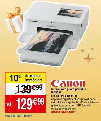 Cora x Carrefour Canon imprimante photo portable blanche offre