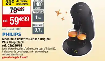 Cora x Carrefour Philips machine à dosettes senseo original plus deep black offre