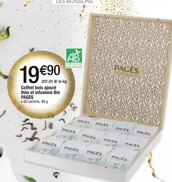 Cora x Carrefour Pagès coffret bois ajouré thés et infusions bio offre