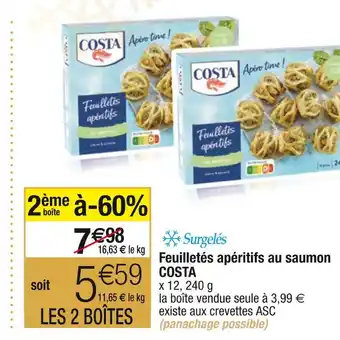 Cora x Carrefour Costa feuilletés apéritifs au saumon offre