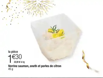 Cora x Carrefour Verrine saumon, aneth et perles de citron offre