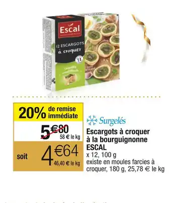 Cora x Carrefour Escal escargots à croquer à la bourguignonne offre