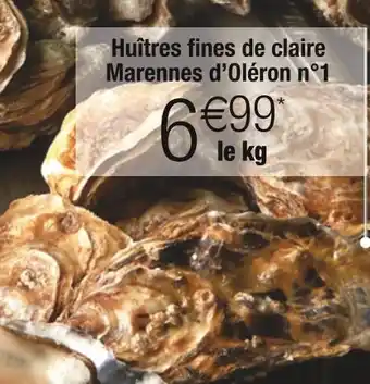 Huîtres fines de claire marennes d’oléron