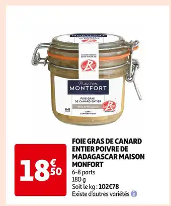 Maison monfort foie gras de canard entier poivre de madagascar
