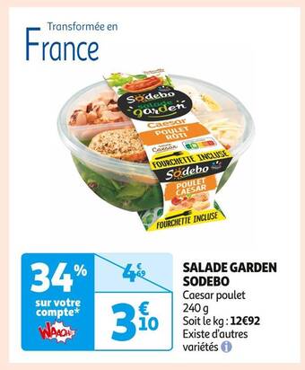 Auchan Supermarché Sodebo salade garden offre