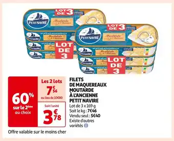 Auchan Supermarché Petit navire filets de maquereaux moutarde à l'ancienne offre