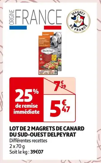 Auchan Supermarché Delpeyrat lot de 2 magrets de canard du sud-ouest offre