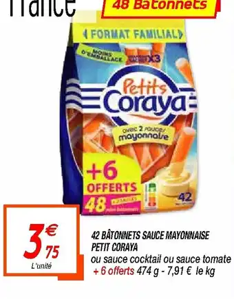 Netto 42 bâtonnets Sauce Mayonnaise Petit Coraya offre