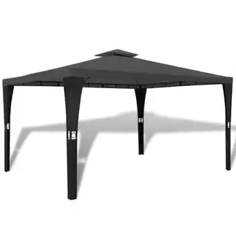 Tonnelle en polyrotin avec toit gris foncé 3 x 4 m - gris