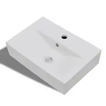 Bricorama Vasque à trou de trop-plein/robinet céramique pour salle de bain blanc - blanc offre