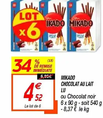 Netto Mikado Chocolat au lait Lu offre