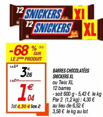 Netto Barres chocolatées Snickers Xl offre